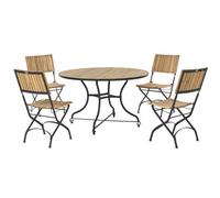 Garden Dining Set 4 Seater LASCARI Folding Acacia Wood Light Brown