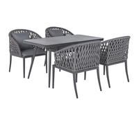 Beliani Garden Dining Set 4 Seater Lipari With Cushions Metal Grey