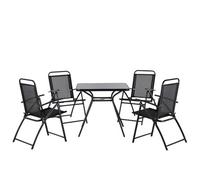 Garden Dining Set 4 Seater LIVO Metal Black