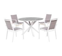 Beliani Garden Dining Set 4 Seater Maletto/busseto Metal Marble Effect Grey
