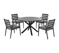 Beliani Garden Dining Set 4 Seater Maletto/taviano Black Metal With Cushions