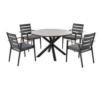 Beliani Garden Dining Set 4 Seater Maletto/taviano Grey/ Black Metal With Cushions