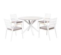 Beliani Garden Dining Set 4 Seater Maletto/taviano Grey Metal With Cushions