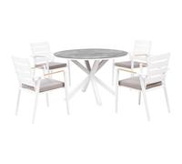 Garden Dining Set 4 Seater MALETTO/TAVIANO with Cushions Metal Marble Effect Grey
