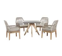 Garden Dining Set 4 Seater OLBIA Beige Concrete with Cushions