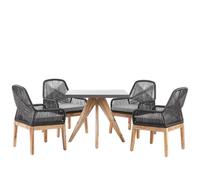 Beliani Garden Dining Set 4 Seater Olbia With Cushions Concrete Black
