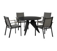 Beliani Garden Dining Set 4 Seater Olmetto/busseto Black Metal