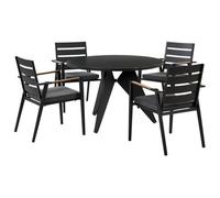 Beliani Garden Dining Set 4 Seater Olmetto/taviano With Cushions Metal Black