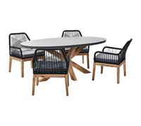 Beliani Garden Dining Set 4 Seater Oristano Black Concrete With Cushions