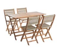 Beliani Garden Dining Set 4 Seater Prossedi Acacia Wood Beige