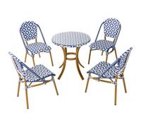 Beliani Garden Dining Set 4 Seater Rifreddo Blue Pe Rattan