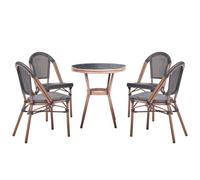 RIFREDDO 4 Seater Garden Dining Set Grey PE Rattan