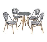 Garden Dining Set 4 Seater RIFREDDO Black/ White PE Rattan