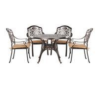 Beliani Garden Dining Set 4 Seater Salento With Cushions Metal Dark Brown