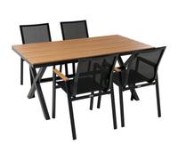 Garden Dining Set 4 Seater TIANO Metal Black