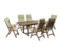 Garden Dining Set 6 Seater AMANTEA PREMIUM Acacia Wood Green