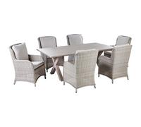Beliani Garden Dining Set 6 Seater Cascais With Cushions Pe Rattan Beige, Brown