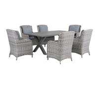 Garden Dining Set 6 Seater CASCAIS with Cushions PE Rattan Grey