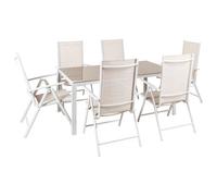 CATANIA 6 Seater Garden Dining Set Beige Metal