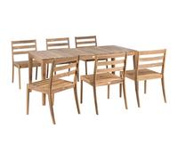 Beliani Garden Dining Set 6 Seater Chioggia Certified Acacia Wood Light Brown