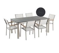 Beliani Garden Dining Set 6 Seater Grosseto Black/ White Granite Polished