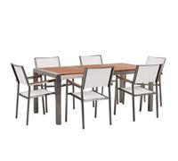Garden Dining Set 6 Seater GROSSETO Brown/ White Eucalyptus Wood
