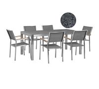 Beliani Garden Dining Set 6 Seater Grosseto Grey Granite Polished