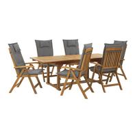 Beliani Garden Dining Set 6 Seater Java Graphite Grey Acacia Wood With Cushions