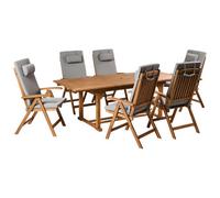 Beliani Garden Dining Set 6 Seater Java Premium Acacia Wood Grey Melange