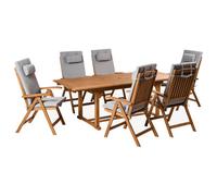 Beliani Garden Dining Set 6 Seater Java Premium Acacia Wood Light Grey