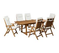 Beliani Garden Dining Set 6 Seater Java Premium Off-White Acacia Wood