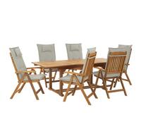Beliani Garden Dining Set 6 Seater Java Taupe Acacia Wood With Cushions