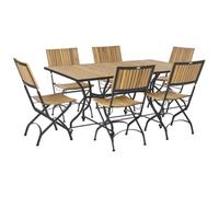 Beliani Garden Dining Set 6 Seater Lascari Light Brown Acacia Wood Folding