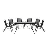 Garden Dining Set 6 Seater LIVO Black Metal