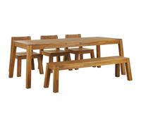 Beliani Garden Dining Set 6 Seater Livorno Acacia Wood Brown, Brown