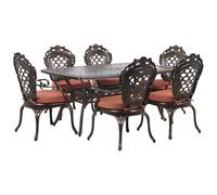 Beliani Garden Dining Set 6 Seater Lizzano With Cushions Metal Dark Brown