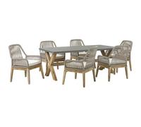 Beliani Garden Dining Set 6 Seater Olbia Beige With Cushions