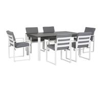 Beliani Garden Dining Set 6 Seater Pancole Grey Metal With Cushions