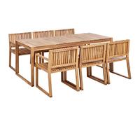 Garden Dining Set 6 Seater SASSARI II Certified Acacia Wood Light Brown