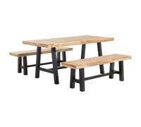 Beliani Garden Dining Set 6 Seater Scania Acacia Wood Black