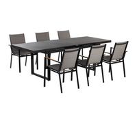 Beliani Garden Dining Set 6 Seater Valcanetto/busseto Metal Black