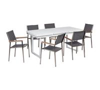 Beliani Garden Dining Set 6 Seater Valcanetto/grosseto Metal Grey/ White