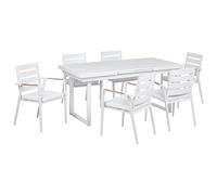 Beliani Garden Dining Set 6 Seater Valcanetto/taviano Metal White