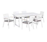 Beliani Garden Dining Set 6 Seater Valcanetto/taviano White/ Grey Metal With Cushions