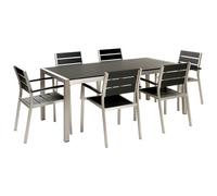 Garden Dining Set 6 Seater VERNIO Black/ Silver