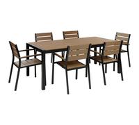 Garden Dining Set 6 Seater VERNIO Brown/ Black