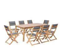Beliani Garden Dining Set 8 Seater Cesana Acacia Wood Light Brown