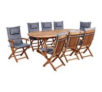 Garden Dining Set 8 Seater MAUI II with Cushions Acacia Wood Graphite Grey