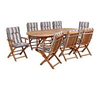 Beliani Garden Dining Set 8 Seater Maui Ii With Cushions Acacia Wood Multicolour