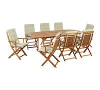Beliani Garden Dining Set 8 Seater Maui Premium Acacia Wood Light Green